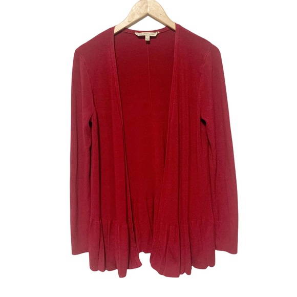 🎄 3/$15 41 Hawthorn Open Front Ruffle Hem Long Sleeve Cardigan M - Picture 1 of 7